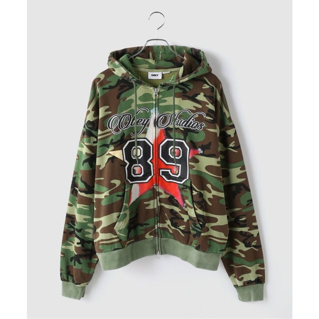 OBEY / オベイ VARSITY ZIP HOOD （カーキ）
