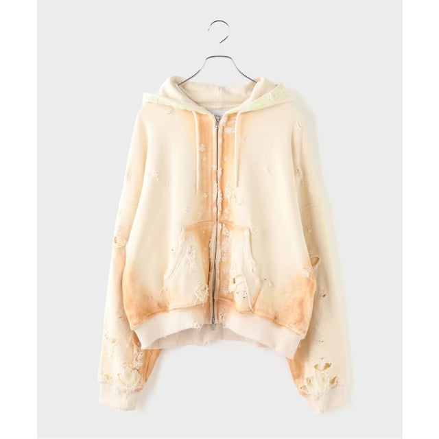 TEPPEI FURUYAMA / テッペイフルヤマ CRASH PAINT FADE ZIP-UP HOODIE （ホワイト）