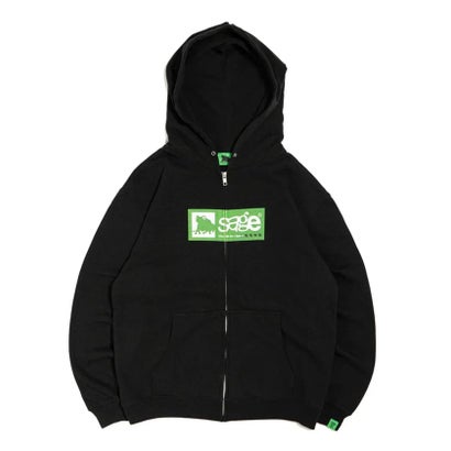 ジョイントワークス JOINT WORKS SAGE / セイジ 5age Box Logo Zip Hoodie （ブラック）｜詳細画像