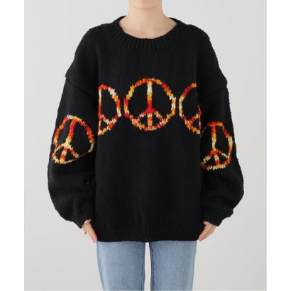 MacMahon Knitting Mills / マクマホンニッティングミルズ Crew Neck Knit-Peace （ブラック）｜詳細画像