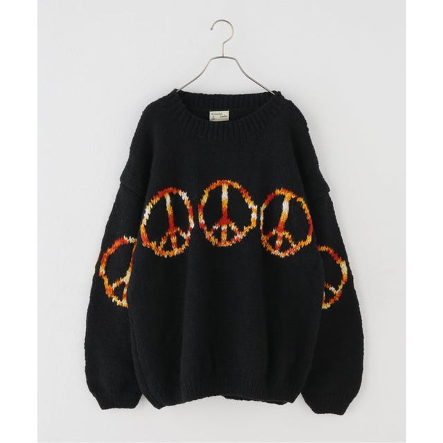 MacMahon Knitting Mills / マクマホンニッティングミルズ Crew Neck Knit-Peace （ブラック）