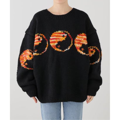 MacMahon Knitting Mills / マクマホンニッティングミルズ Crew Neck Knit-Yin & Yang （ブラック）｜詳細画像