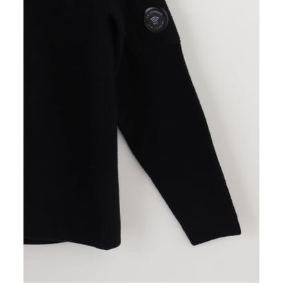 C.P.Company / シーピーカンパニー WAFFLE KNIT COTTON ZIP LENS CARDIGAN （ブラック）｜詳細画像