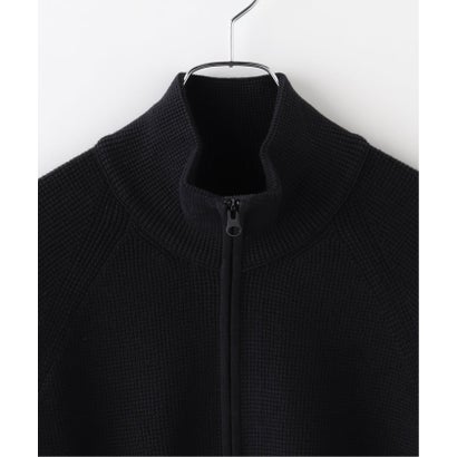 C.P.Company / シーピーカンパニー WAFFLE KNIT COTTON ZIP LENS CARDIGAN （ブラック）｜詳細画像