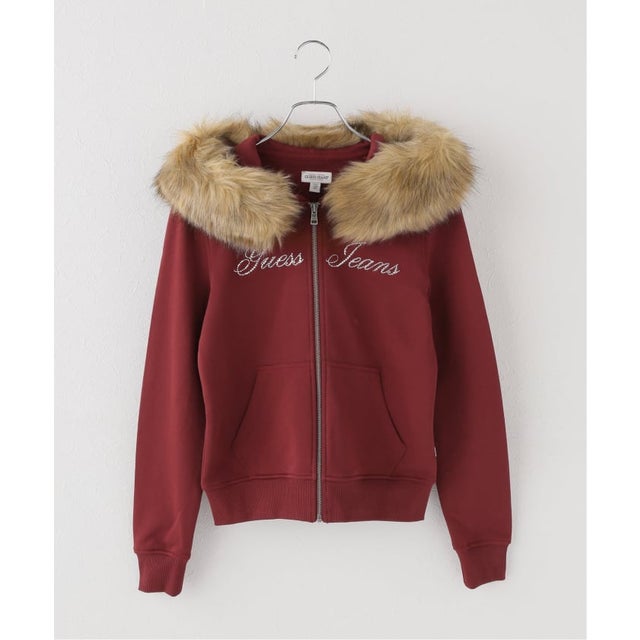 GUESS JEANS / ゲス ジーンズ GJ LS FITTED FUR HOODIE （レッド）