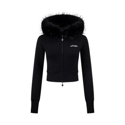 ジョイントワークス JOINT WORKS SupBaby by SUPPLIER Cross Fur Zip Hoodie （ブラック）｜詳細画像