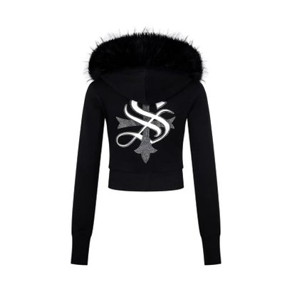 ジョイントワークス JOINT WORKS SupBaby by SUPPLIER Cross Fur Zip Hoodie （ブラック）｜詳細画像