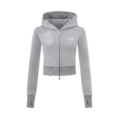 ジョイントワークス JOINT WORKS SupBaby by SUPPLIER Multiple Cross Pierced Zip Hoodie （ブラック）｜詳細画像