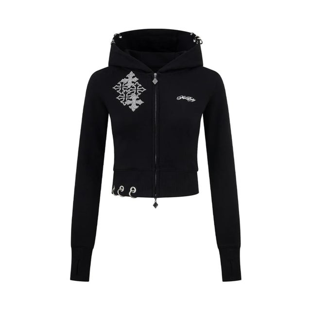 SupBaby by SUPPLIER Multiple Cross Pierced Zip Hoodie （ブラック）