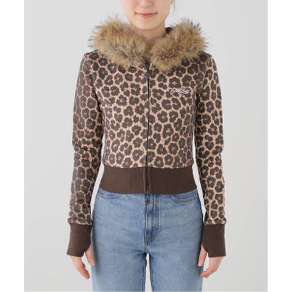 ジョイントワークス JOINT WORKS SupBaby by SUPPLIER Leopard Baby Cross Fur Zip Hoodie （キャメル）｜詳細画像