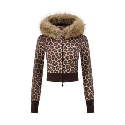 ジョイントワークス JOINT WORKS SupBaby by SUPPLIER Leopard Baby Cross Fur Zip Hoodie （キャメル）｜詳細画像