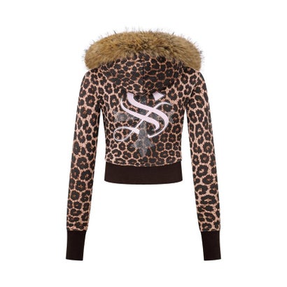 ジョイントワークス JOINT WORKS SupBaby by SUPPLIER Leopard Baby Cross Fur Zip Hoodie （キャメル）｜詳細画像