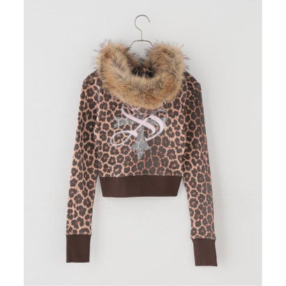 ジョイントワークス JOINT WORKS SupBaby by SUPPLIER Leopard Baby Cross Fur Zip Hoodie （キャメル）｜詳細画像