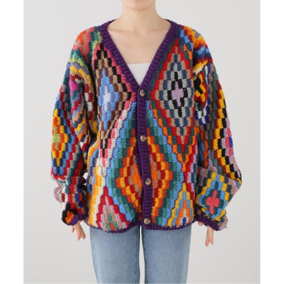 ジョイントワークス JOINT WORKS MacMahon Knitting Mills / マクマホンニッティングミルズ Button Cardigan-Dia （パープル）｜詳細画像