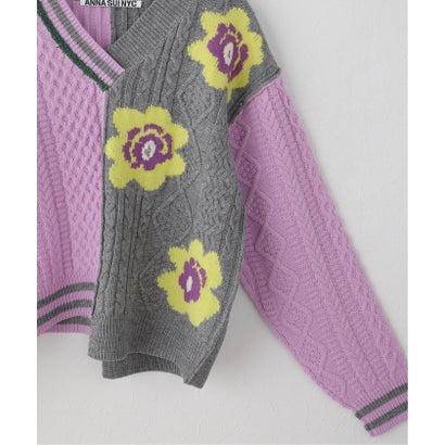 anna sui nyc / アナスイエヌワイシー ハナガラMIXジャガードプルオーバー （パープル）｜詳細画像