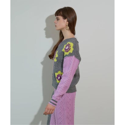 anna sui nyc / アナスイエヌワイシー ハナガラMIXジャガードプルオーバー （パープル）｜詳細画像