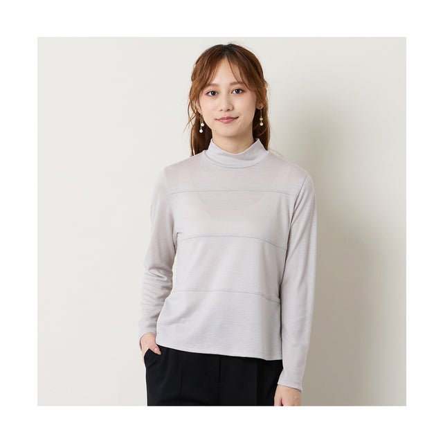【洗える】バンデーラ天竺ハイネックTシャツ （ライトグレー）