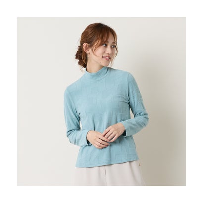 【洗える】起毛ジャカードハイネックTシャツ （オフ）｜詳細画像