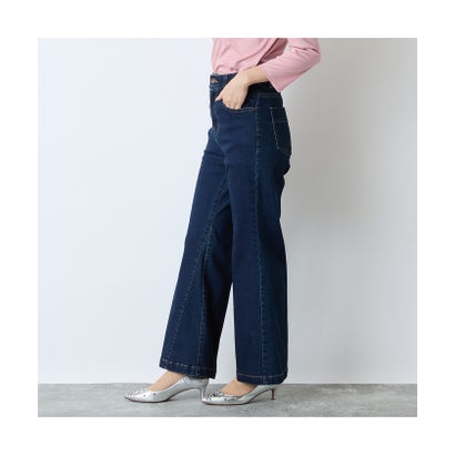 【洗える】ウエストリブデニムパンツ （ダークブルー）｜詳細画像