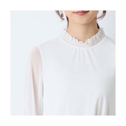 ウォッシャブルチュールTシャツ （ホワイト）｜詳細画像