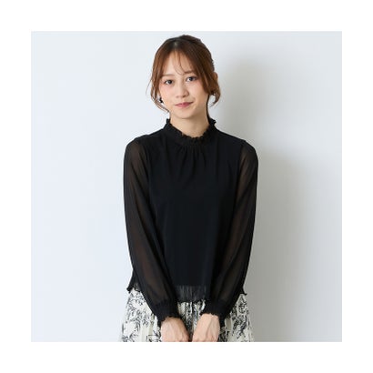 ウォッシャブルチュールTシャツ （ブラック）｜詳細画像