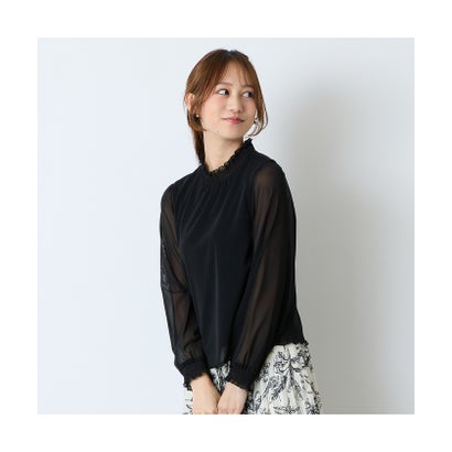 ウォッシャブルチュールTシャツ （ブラック）｜詳細画像