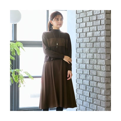 ロブジェ LOBJIE ニット×ジョーゼットドッキングワンピース （ブラック）｜詳細画像
