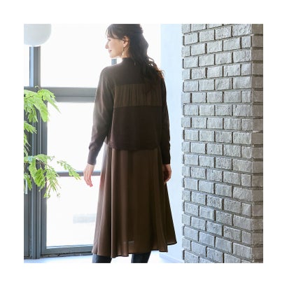 ロブジェ LOBJIE ニット×ジョーゼットドッキングワンピース （ブラック）｜詳細画像