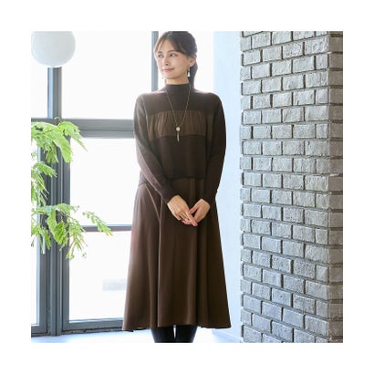 ロブジェ LOBJIE ニット×ジョーゼットドッキングワンピース （ブラック）｜詳細画像