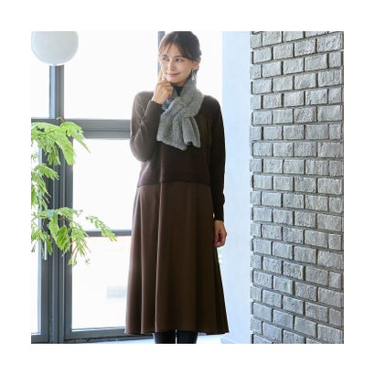 ロブジェ LOBJIE ニット×ジョーゼットドッキングワンピース （ブラック）｜詳細画像