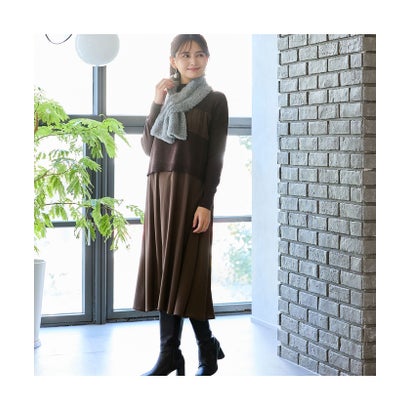 ロブジェ LOBJIE ニット×ジョーゼットドッキングワンピース （ブラック）｜詳細画像