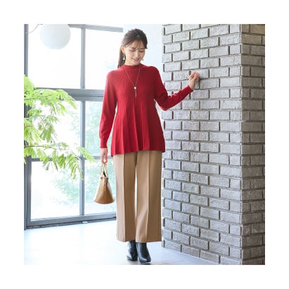 ロブジェ LOBJIE 【あったか素材・洗える・日本製】ピンタック入りワイドパンツ （ブラック）｜詳細画像