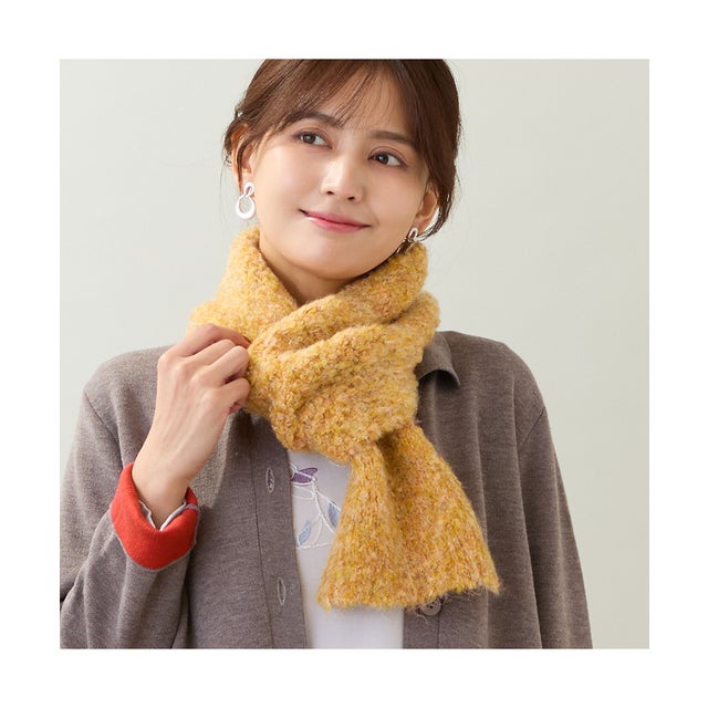【一部店舗/WEB限定・洗える】ミックスカラーニットマフラー （イエロー）