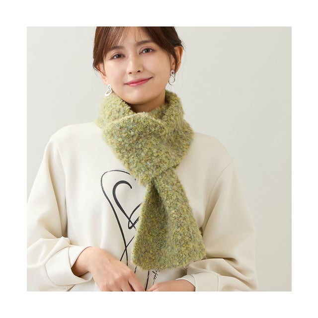 【一部店舗/WEB限定・洗える】ミックスカラーニットマフラー （グリーン）