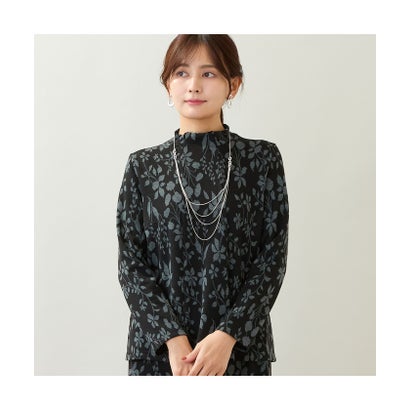 ロブジェ LOBJIE 【洗える・ブラックのみセットアップ可・日本製】花柄ジャカードカットソー （ブラック）｜詳細画像