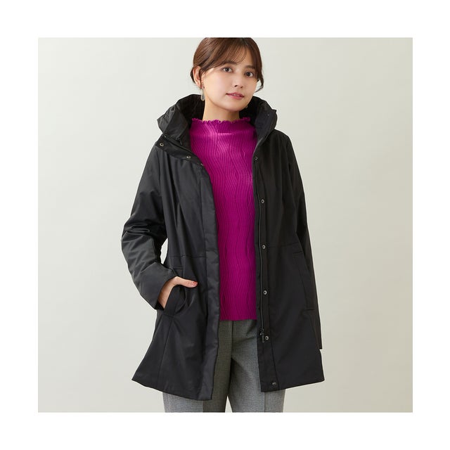 【ヴィクトリアダウン使用・フード収納可・一部店舗限定】ステッチレスダウンコート （ブラック）