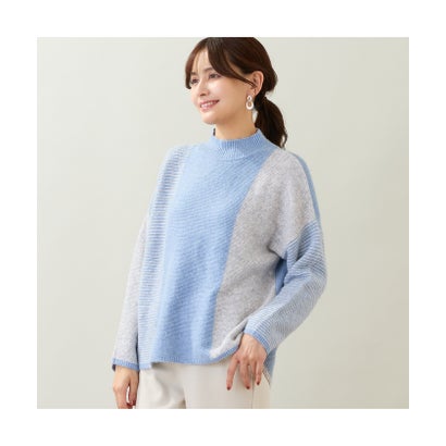 ロブジェ LOBJIE ボーダーミックスエアリーニットプルオーバー （ブルー）｜詳細画像