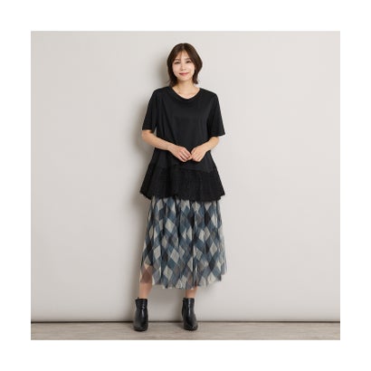 【手洗いOK・アンサンブル商品】コクーントップス＆Aラインカットソー （ブラック）｜詳細画像
