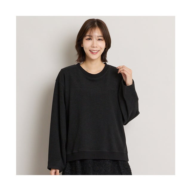 【手洗いOK・アンサンブル商品】コクーントップス＆Aラインカットソー （ブラック）