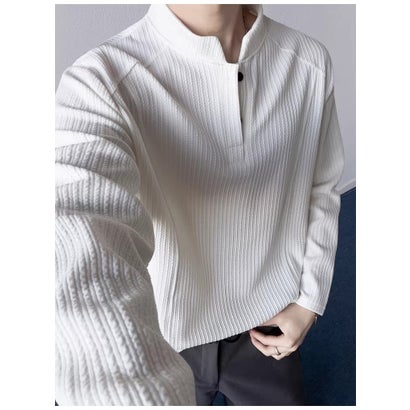 メンズヘンリーネックシャツ スタンドカラーシャツ （A）｜詳細画像