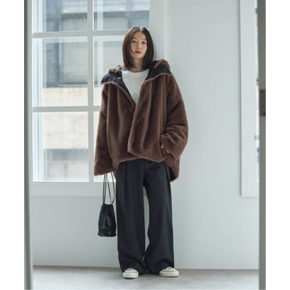 COLLECTION PRIVEE？ 別注 ECO-FUR JK hoodpockets ジャケット（ブラック A）｜詳細画像