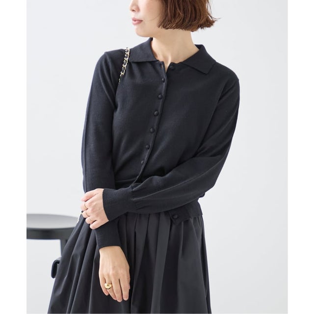 NOTHING WRITTEN/ナッシングリトゥン  MUFFIN BUTTON CARDIGAN　カーディガン（ブラック）