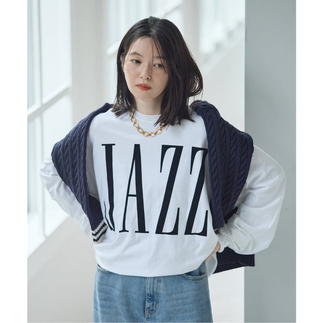 ISNESS MUSIC/イズネスミュージック  別注JAZZ ロンT（ホワイト）