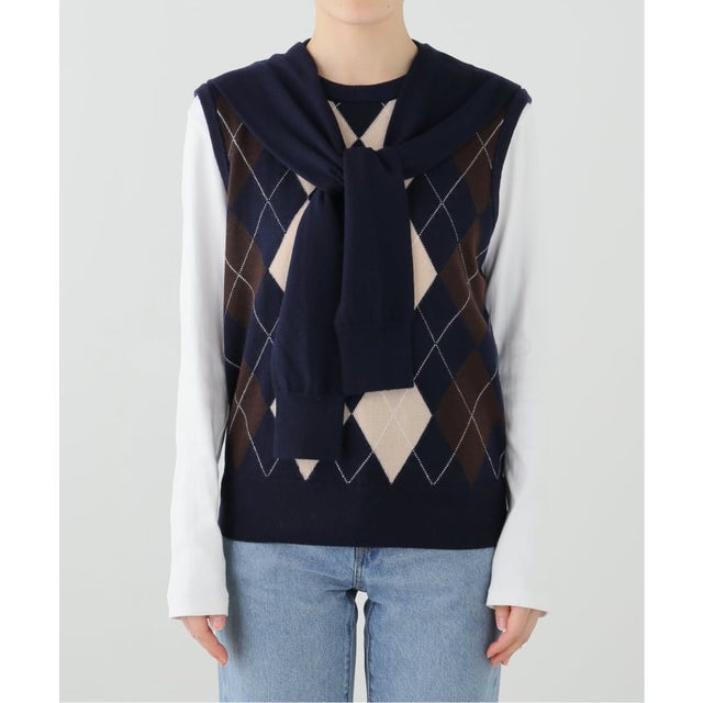 INSCRIRE/アンスクリア Argyle Vest ニットベスト （ネイビー）