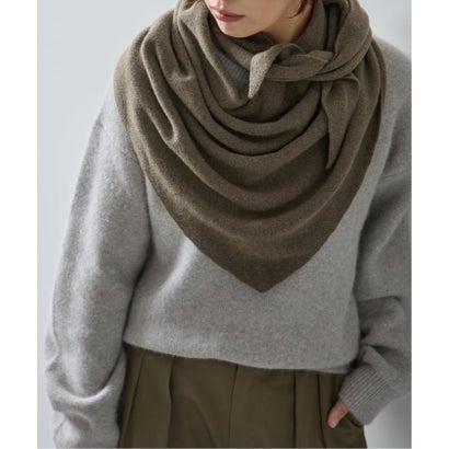 《予約》ASAUCE MELER シームレス トライアングル カシミヤニットストール （グレー）｜詳細画像