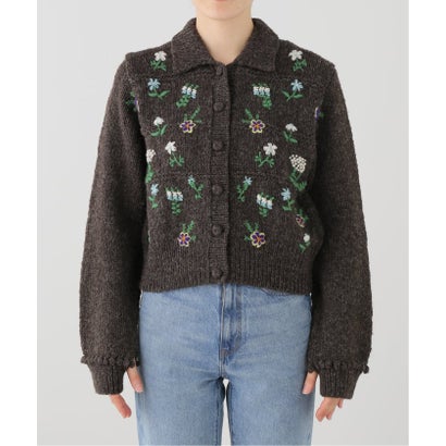 JANE SMITH/ジェーンスミス FLORAL EMBROIDERY WOOL カーディガン （ブラウン）｜詳細画像