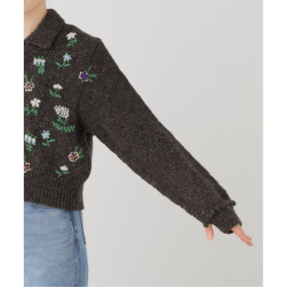 JANE SMITH/ジェーンスミス FLORAL EMBROIDERY WOOL カーディガン （ブラウン）｜詳細画像