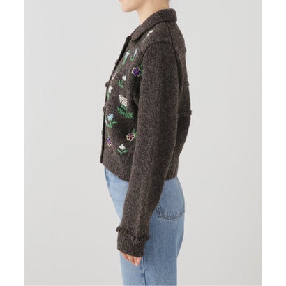 JANE SMITH/ジェーンスミス FLORAL EMBROIDERY WOOL カーディガン （ブラウン）｜詳細画像