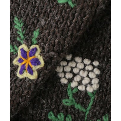 JANE SMITH/ジェーンスミス FLORAL EMBROIDERY WOOL カーディガン （ブラウン）｜詳細画像