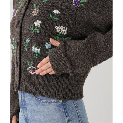 JANE SMITH/ジェーンスミス FLORAL EMBROIDERY WOOL カーディガン （ブラウン）｜詳細画像